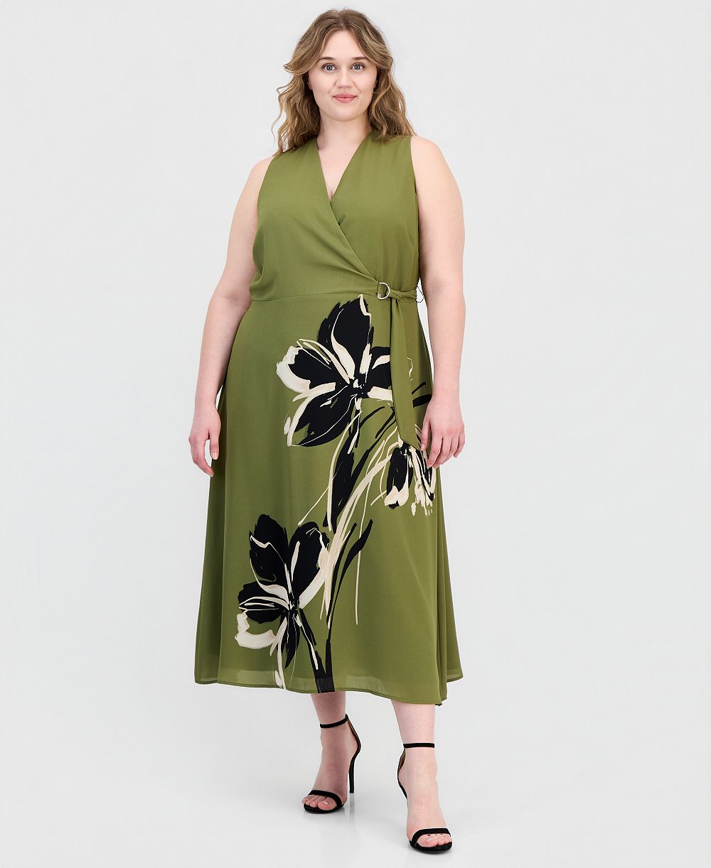 Платье миди А-силуэта Anne Klein Plus Size с имитацией облегающего кроя