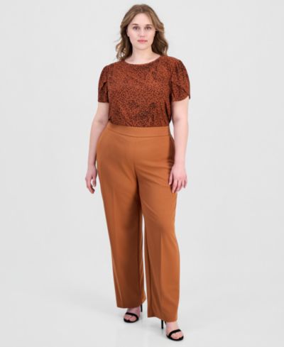 Брюки Anne Klein Essentials Plus Size High Rise Straight Leg
