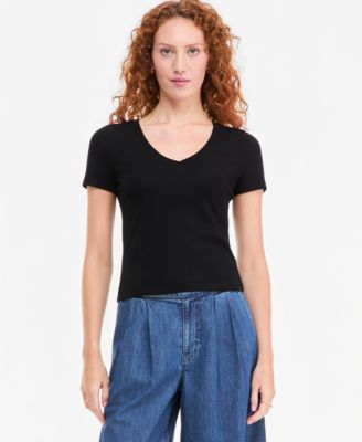 On 34th Women's Cropped V-Neck Meet & Greet T-Shirt, Macy's Exclusive