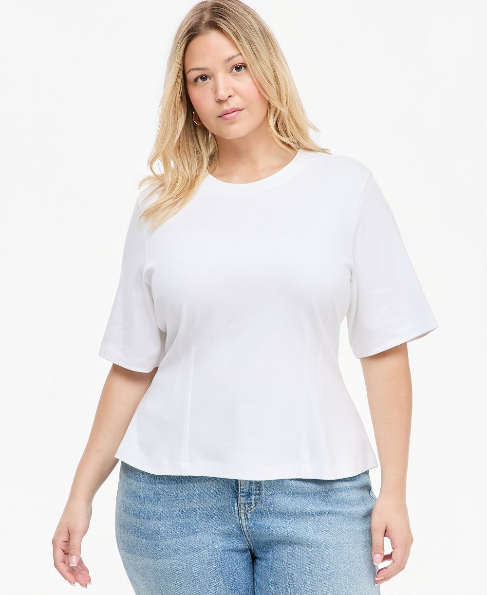 On 34th Plus Size Tie-Back Interlock T-Shirt, Macy's Exclusive
