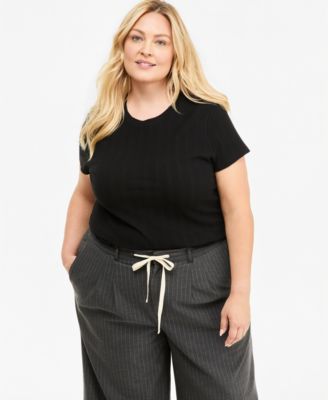 On 34th Plus Size Pointelle T-Shirt, Macy's Exclusive