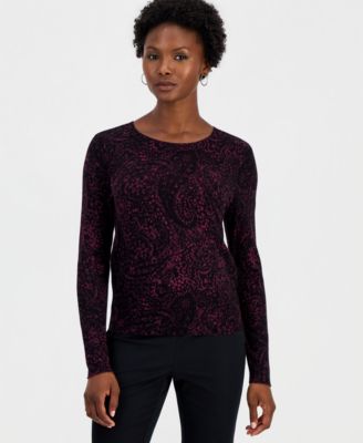 Женский свитер I.N.C. International Concepts Petite Paisley с длинным рукавом, Crewneck