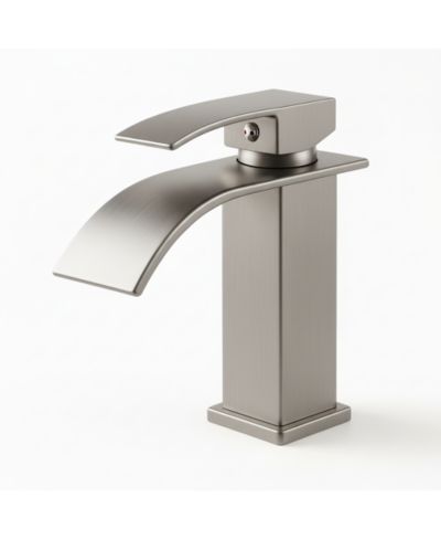 BUSDAYS Brushed Nickel Single Handle Bathroom Faucet Stainless Steel Single Hole Lavatory Faucet