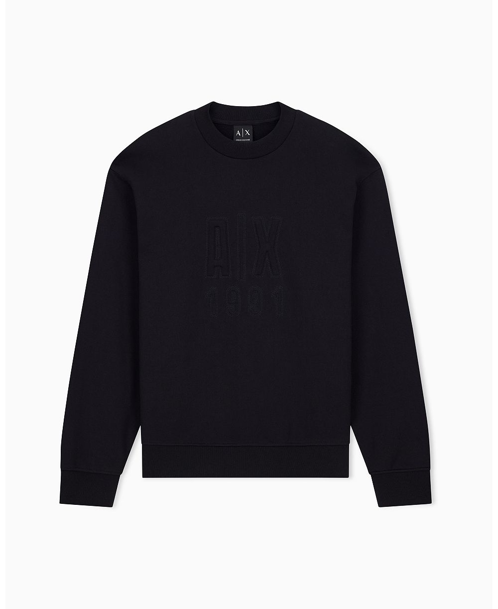 A|X Armani Exchange Men's Tonal French Terry A X 1991 Crewneck Sweatshirt