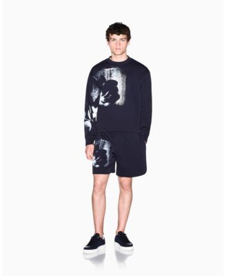 A|X Armani Exchange Men's Exposed Flower Bonded Cotton Crewneck Sweatshirt