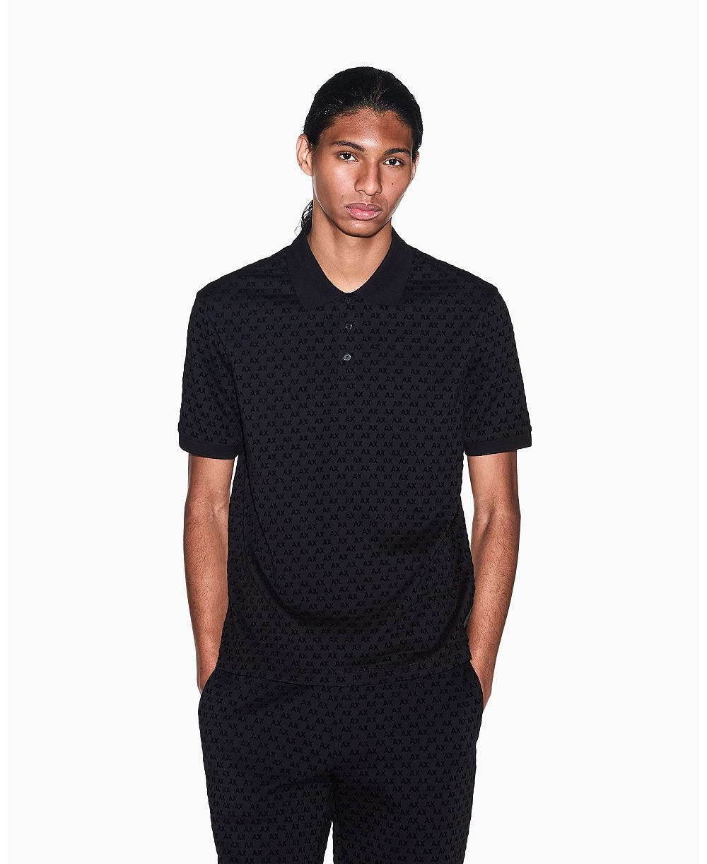 Мужская рубашка-поло A|X Armani Exchange Flocked All Over Logo