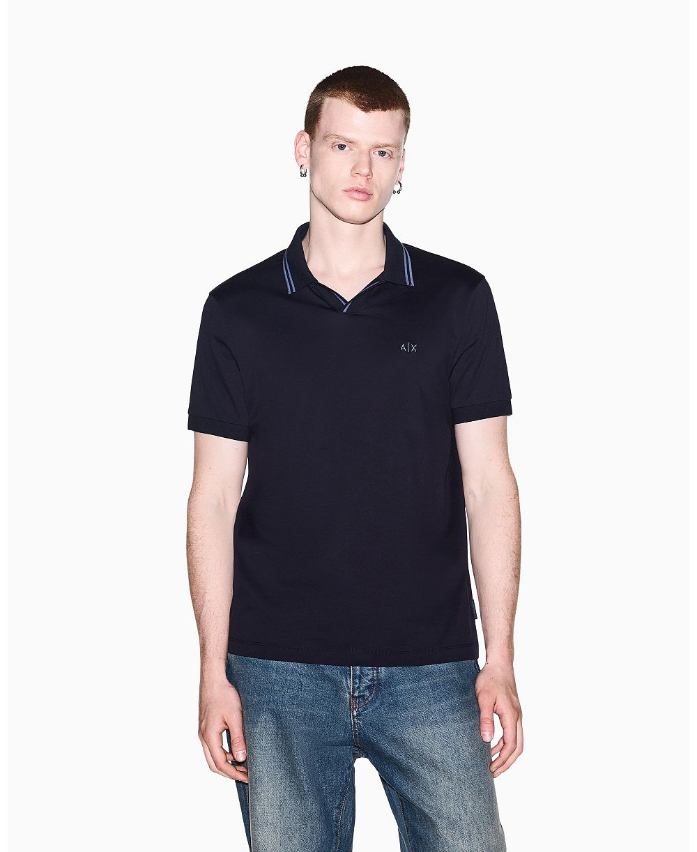 Мужская рубашка-поло A|X Armani Exchange Mercerized Tipping Johnny Collar