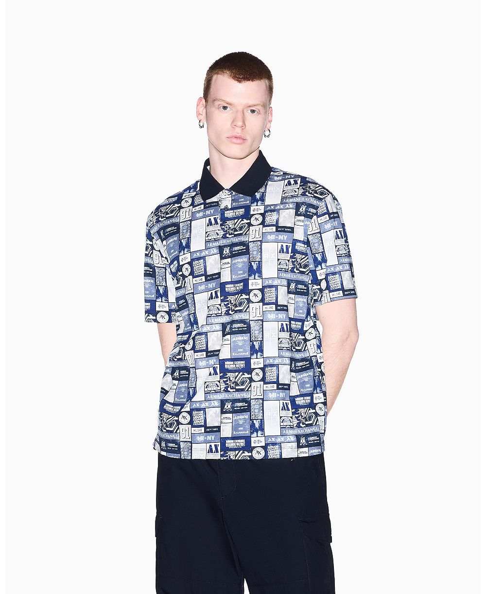 A|X Armani Exchange Мужская рубашка-поло с логотипом Collage
