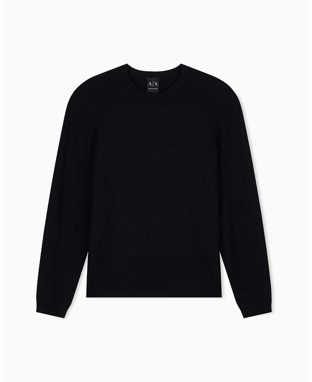 A|X Armani Exchange Men's Viscose Jacquard Print Crewneck Sweater