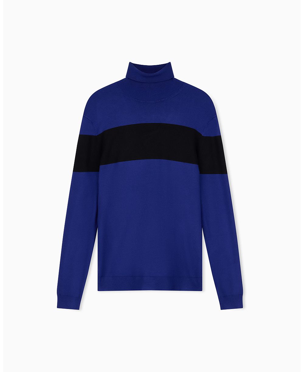 A|X Armani Exchange Мужской вискозный джемпер с высоким воротником Colorblock