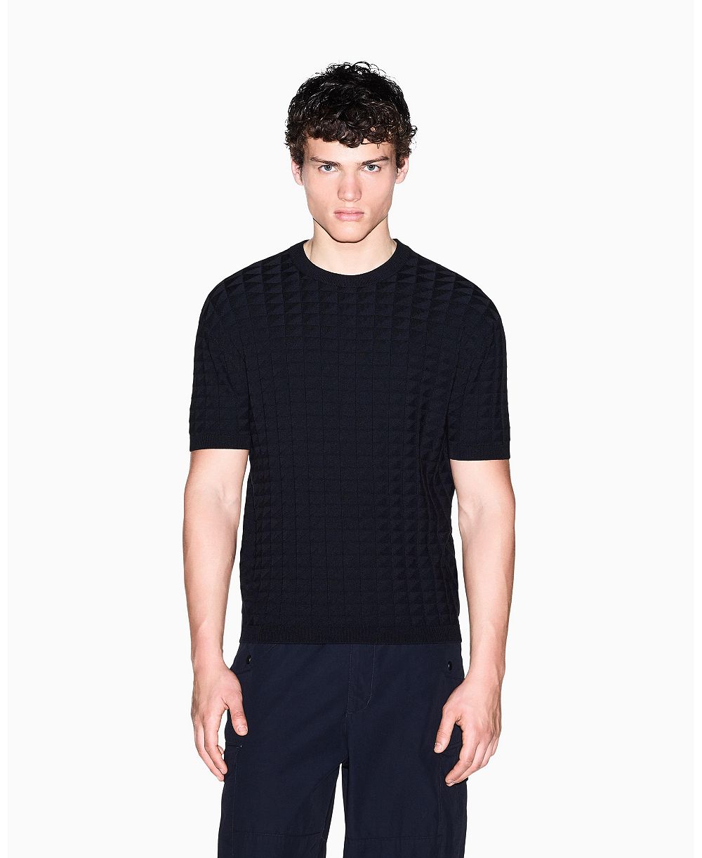 A|X Armani Exchange Men's Viscose Grid T-Shirt