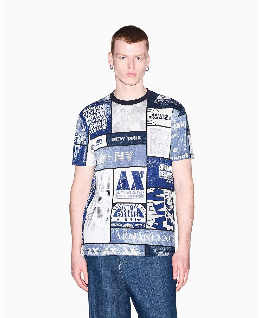 A|X Armani Exchange Men's Short Sleeve Collage Logo T-Shirt