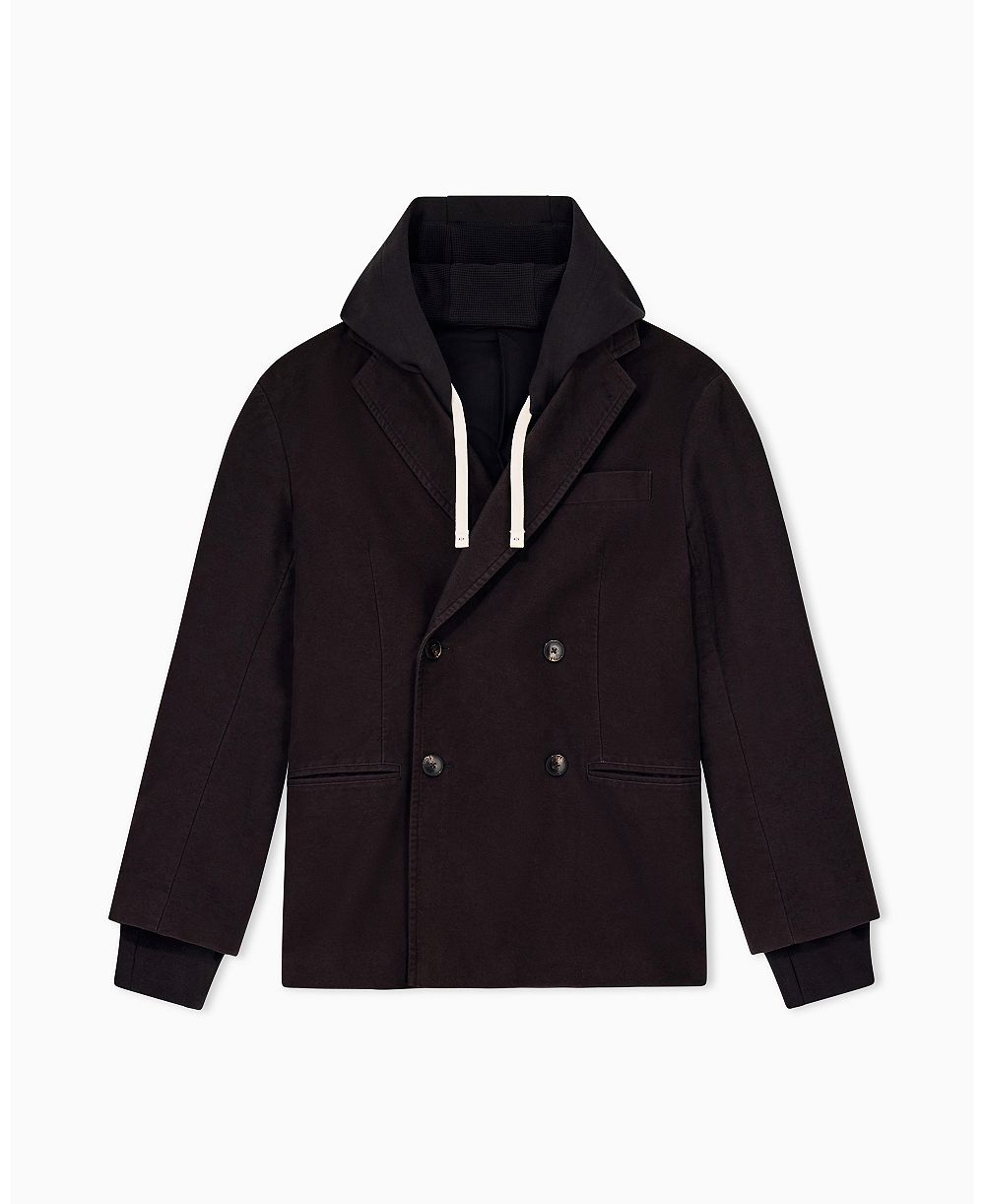 Мужской блейзер-худи A|X Armani Exchange с двойным бортком и перекрестным застегиванием