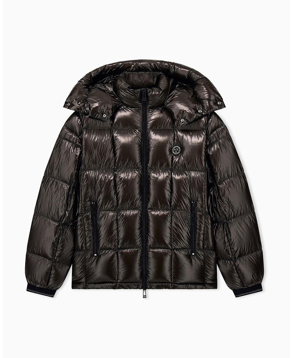 Мужская куртка A|X Armani Exchange с капюшоном, металлический блеск нейлона