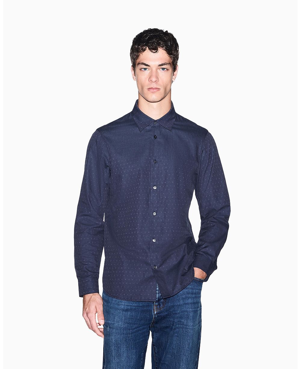 A|X Armani Exchange Men's Cotton Jacquard Woven Shirt