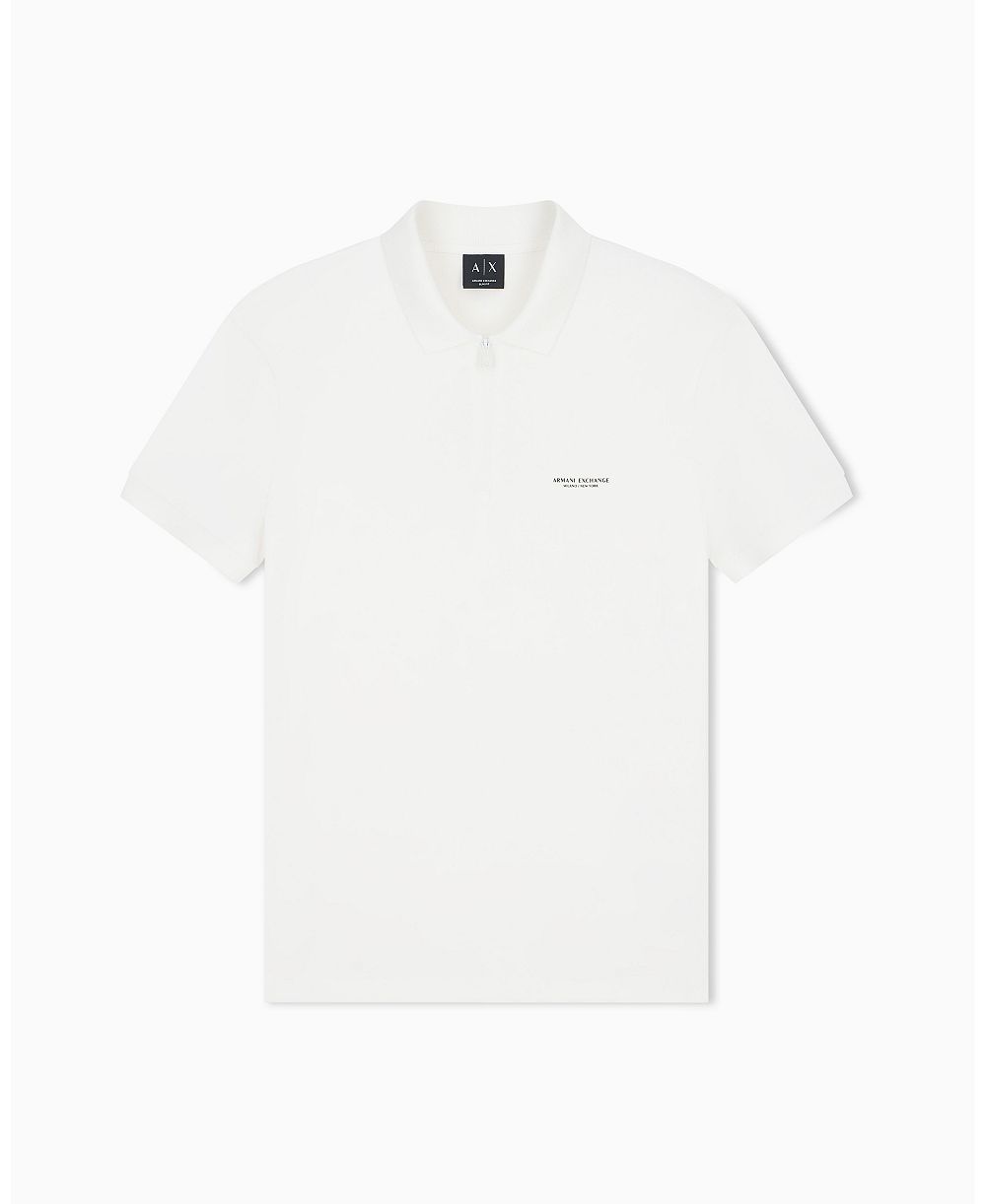 A|X Armani Exchange Мужская хлопковая рубашка-поло с коротким рукавом и молнией