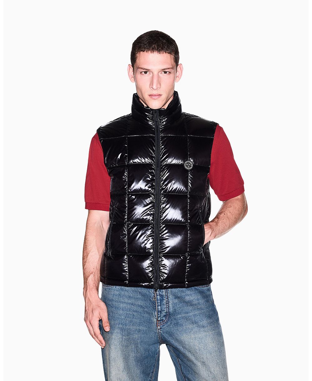 A|X Armani Exchange Men's Nylon Metallic Shine Down Vest