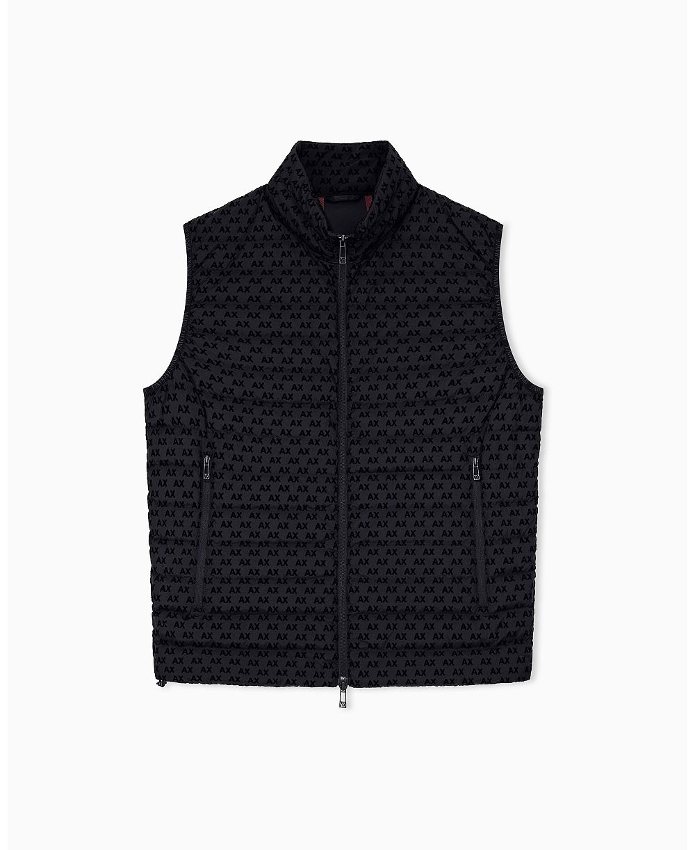A|X Armani Exchange Men's All Over Logo Flocked Down Vest