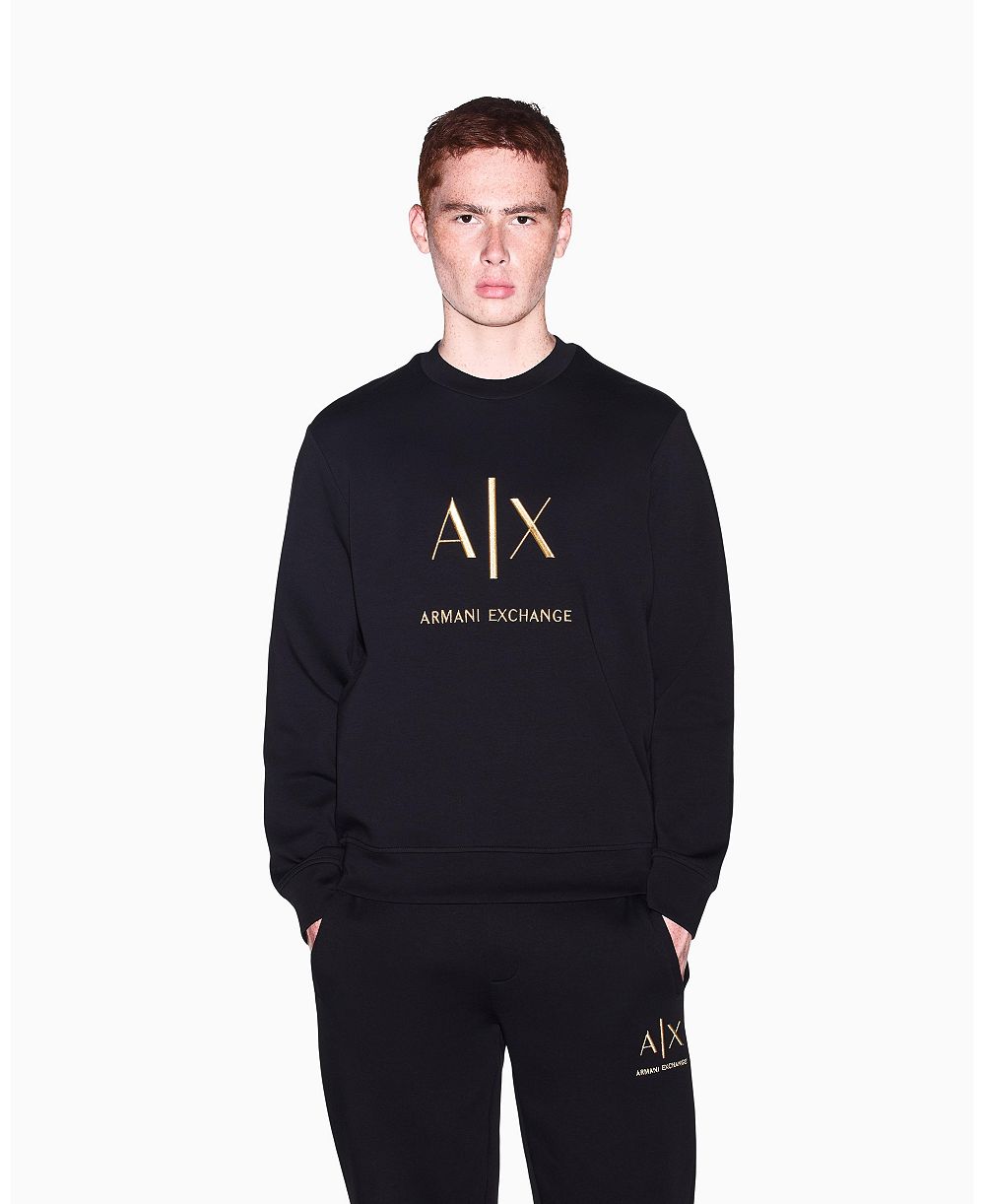 A|X Armani Exchange Мужской свитшот из хлопка Black and Gold
