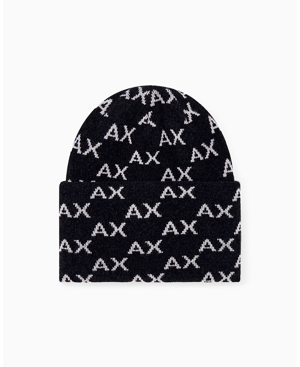 Мужская шапка A|X Armani Exchange из вискозы с логотипом по всей поверхности
