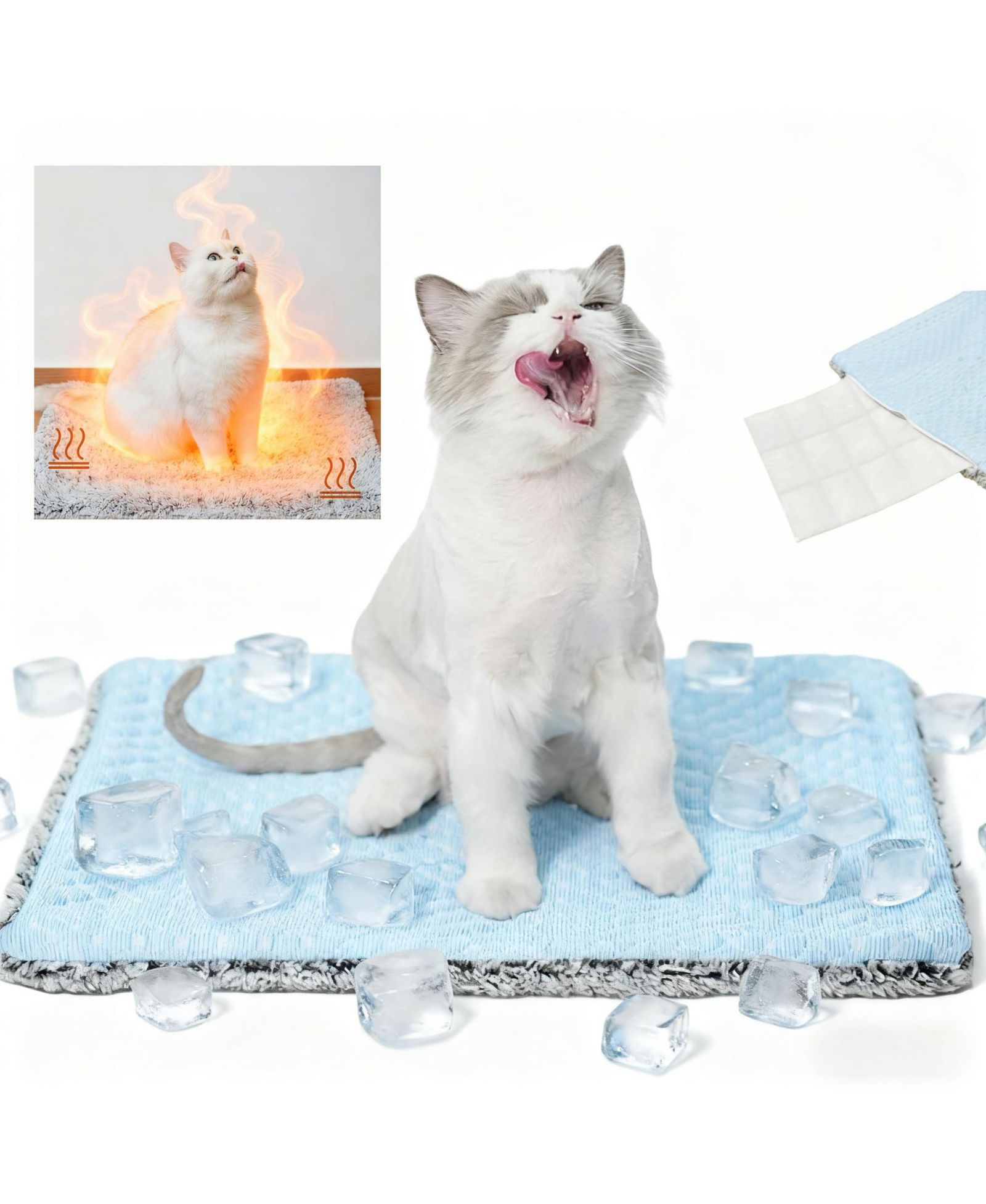 ARONKL 2 in 1 Self Warming Cooling Pet Mat Machine Washable Portable for Cats Dogs All Seasons