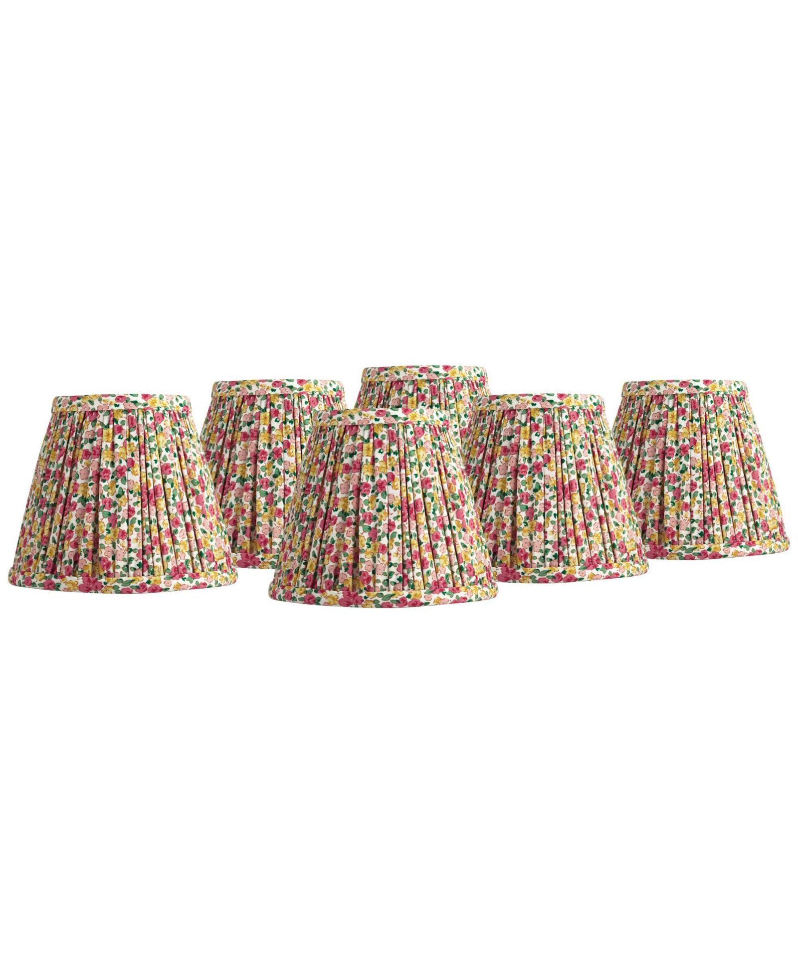 Springcrest Nelle 3 1/2" Top x 6" Bottom x 5" High x 5" Slant Print Lamp Shade Replacement Set of 6 Floral Clip On Candelabra