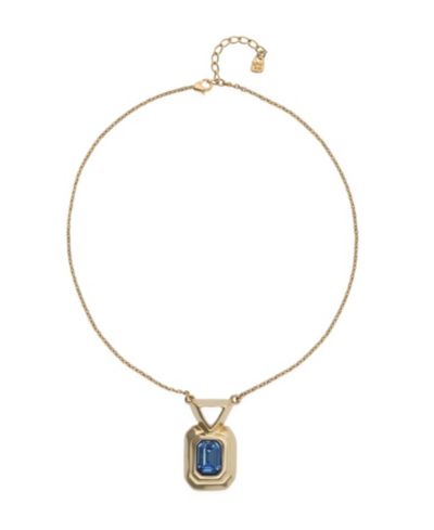 UNOde50 ожерелье с синим граненым кристаллом, 18k Gold и Sterling Silver Plated