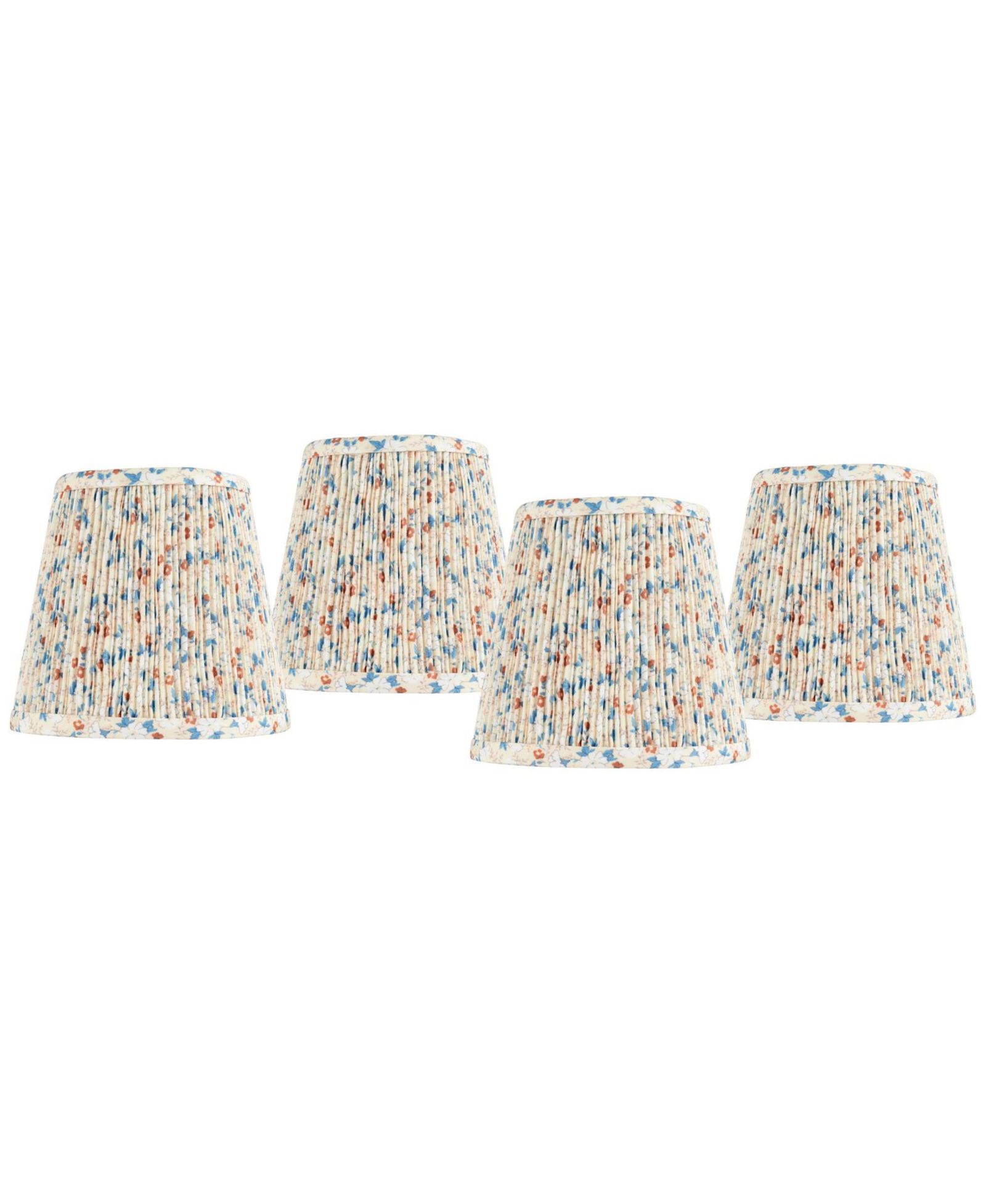 Springcrest 4" Top x 6" Bottom x 5 1/2" High x 5 1/2" Slant Print Lamp Shade Replacement Set of 4 Pleated Clip On