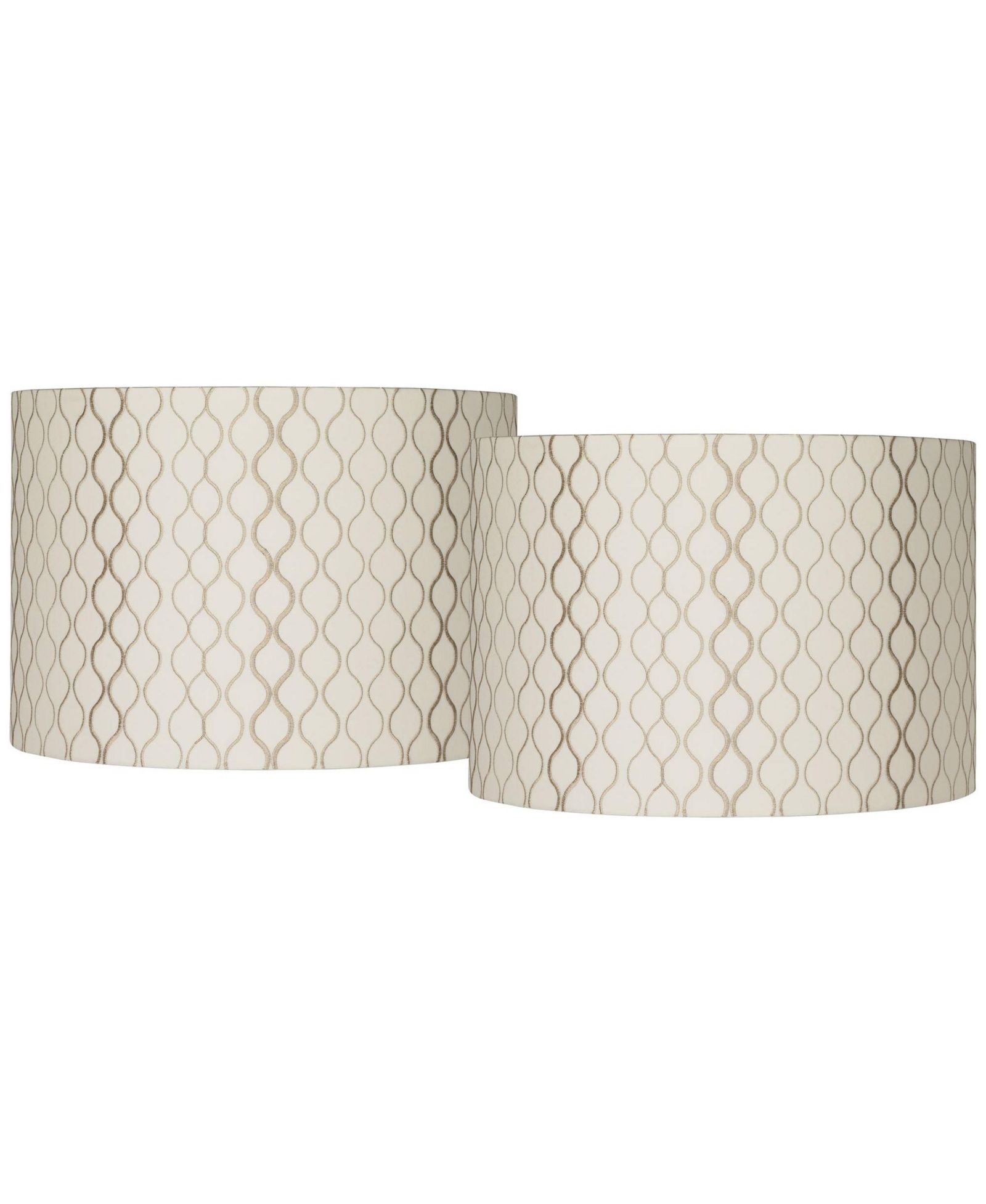 Набор из 2 абажуров для ламп Springcrest Drum Embroidered Medium 16" x 16" x 11"