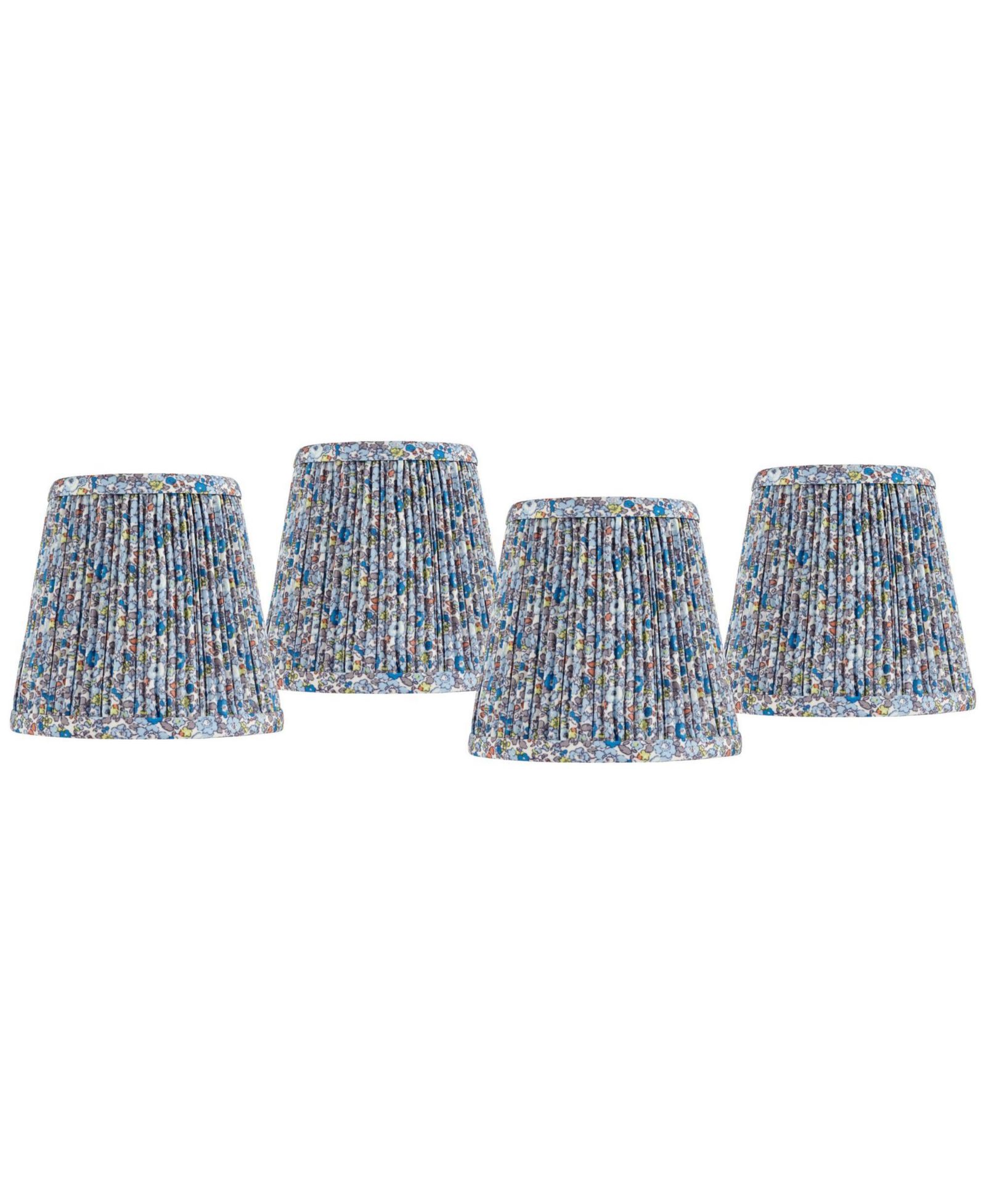 Springcrest 4" Top x 6" Bottom x 5 1/2" High x 5 1/2" Slant Print Lamp Shade Replacement Set of 4 Shirred Pleated Clip On