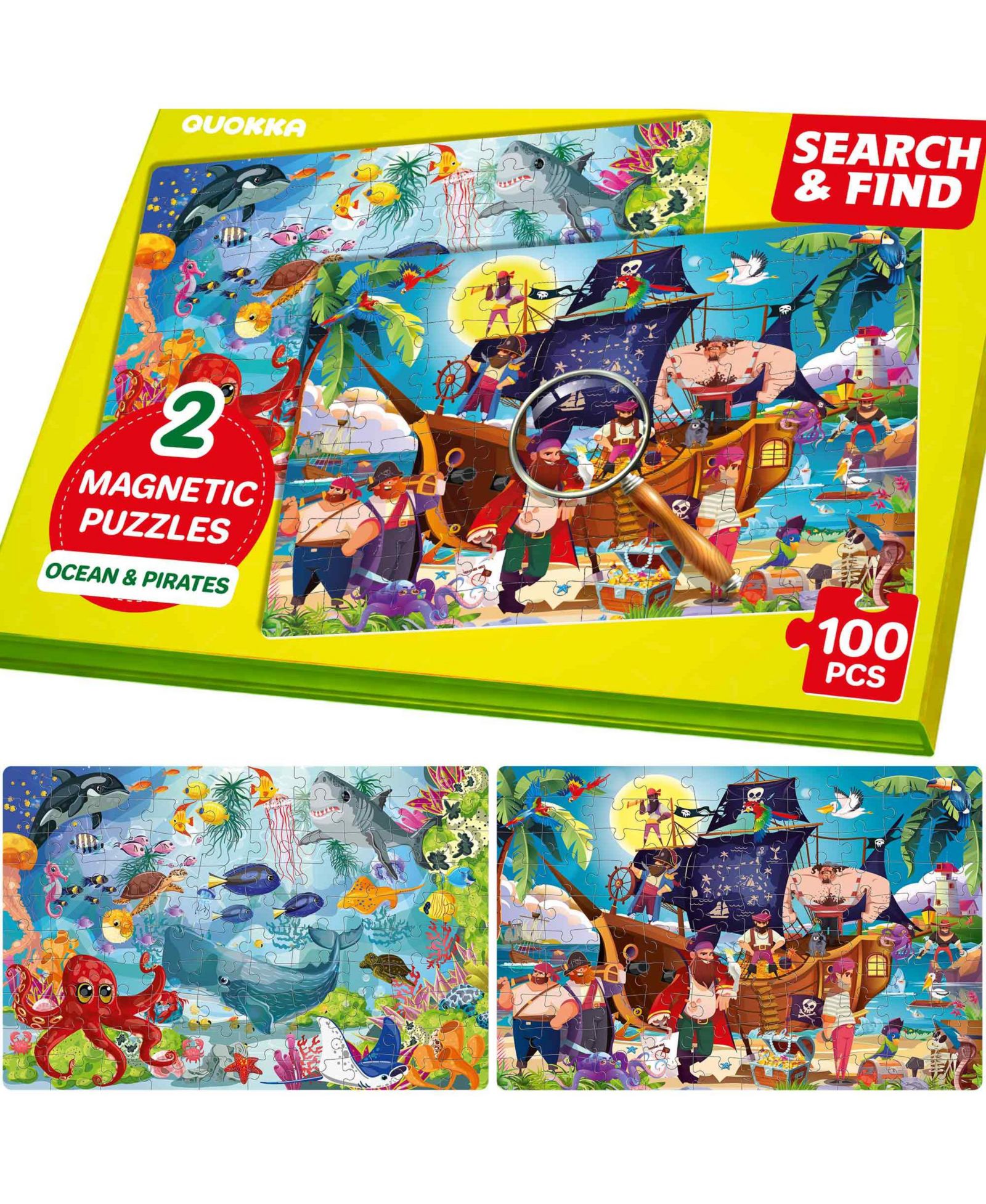 Магнитный пазл QUOKKA для детей 4-6 лет - 100 PCS Magnetic Puzzle Book для малышей 3-5