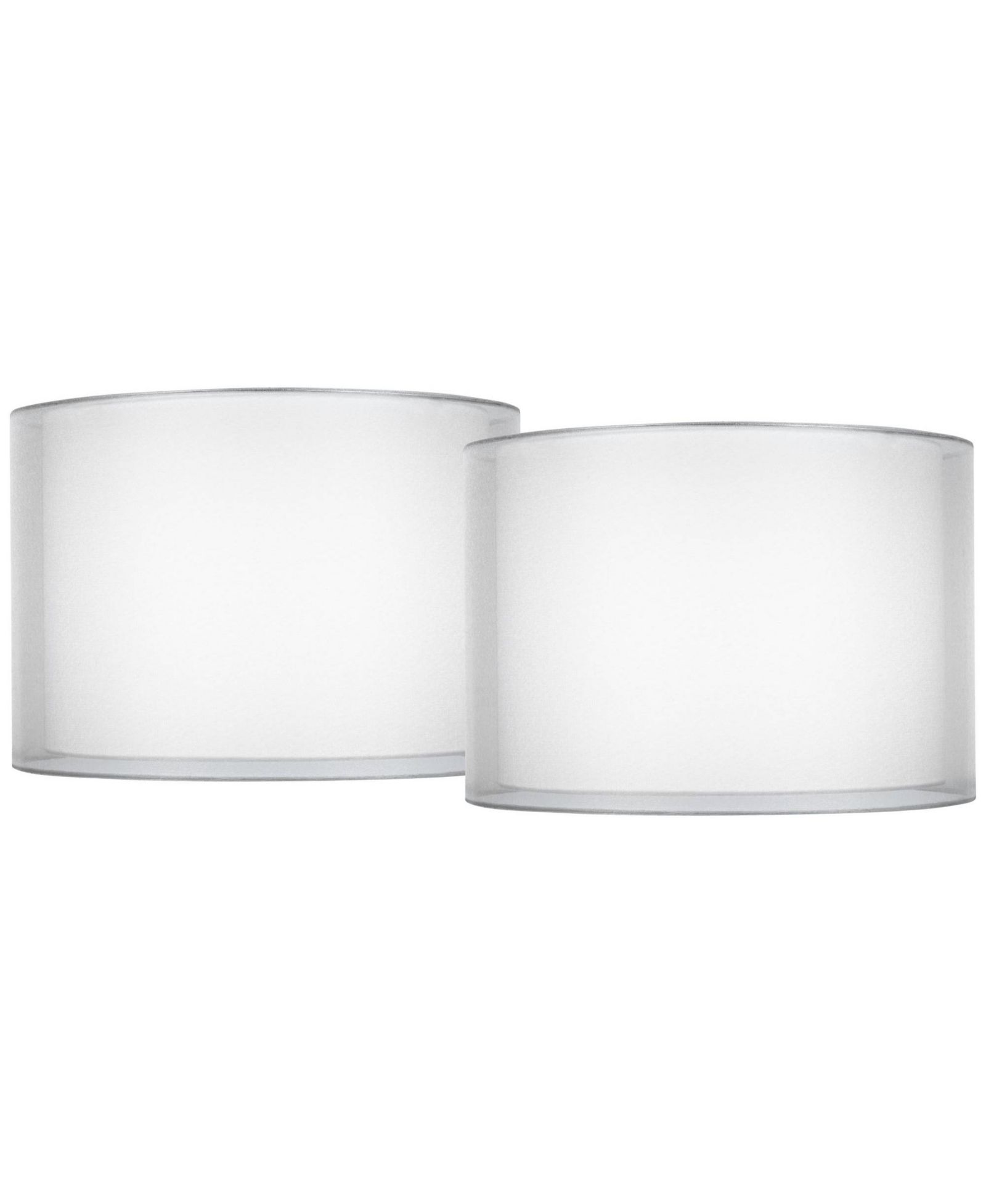 Набор из 2 абажуров Springcrest Hardback Double Drum: серебристая сетка, Medium 16" Top x 16" Bottom x 11" High