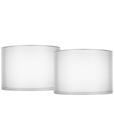 Набор из 2 абажуров Springcrest Hardback Double Drum: серебристая сетка, Medium 16" Top x 16" Bottom x 11" High