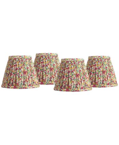 Springcrest Nelle комплект из 4 сменных абажуров 3 1/2" Top x 6" Bottom x 5" High x 5" Slant Red Yellow Floral Clip On Candelabra