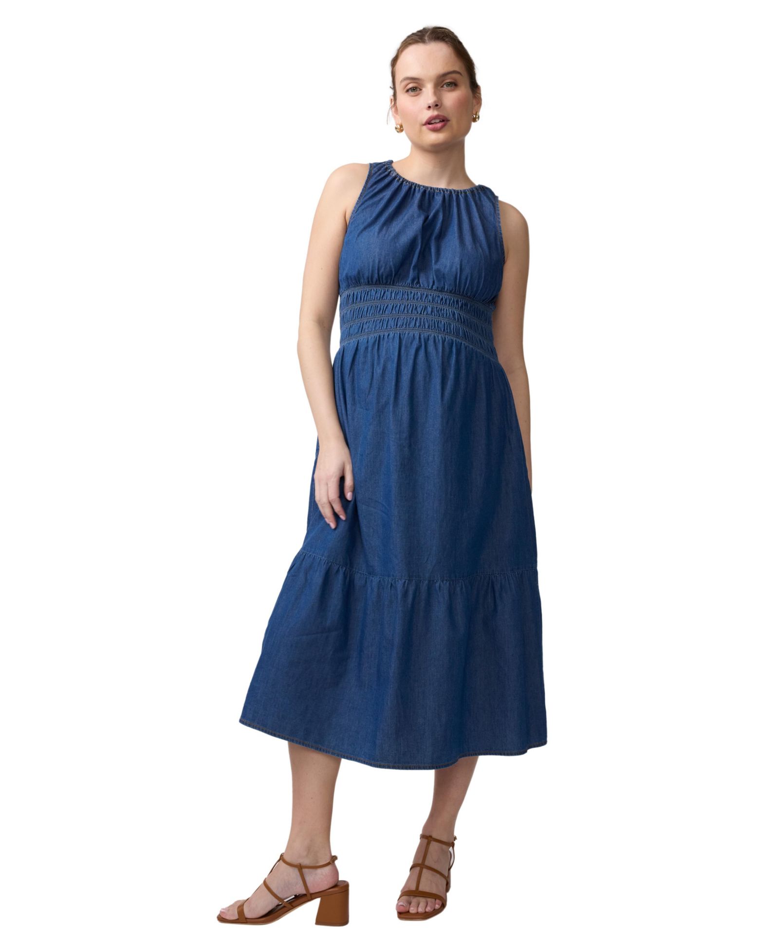 Ingrid + Isabel Maternity Ingrid + Isabel Sleeveless Chambray Midi Dress
