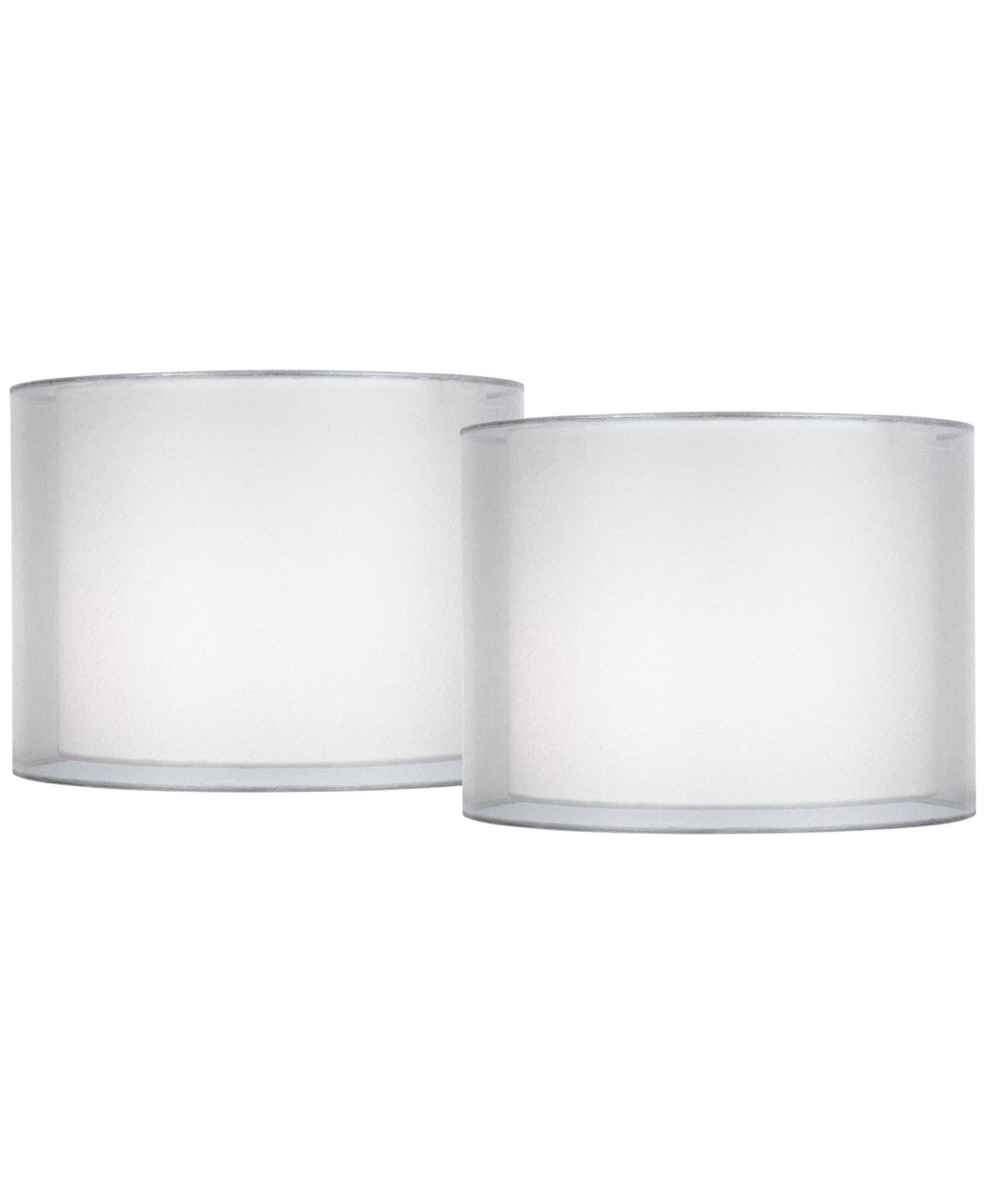 Springcrest Set of 2 Hardback Double Drum Lamp Sheer Small 12" Top x 12" Bottom x 9" High Spider Harp Finial Fitting