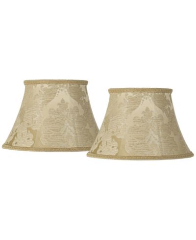 Набор из 2 абажуров Springcrest с принтом Bell Brocade, большой 10" Top x 17" Bottom x 11" High Spider Harp and Finial Fitting