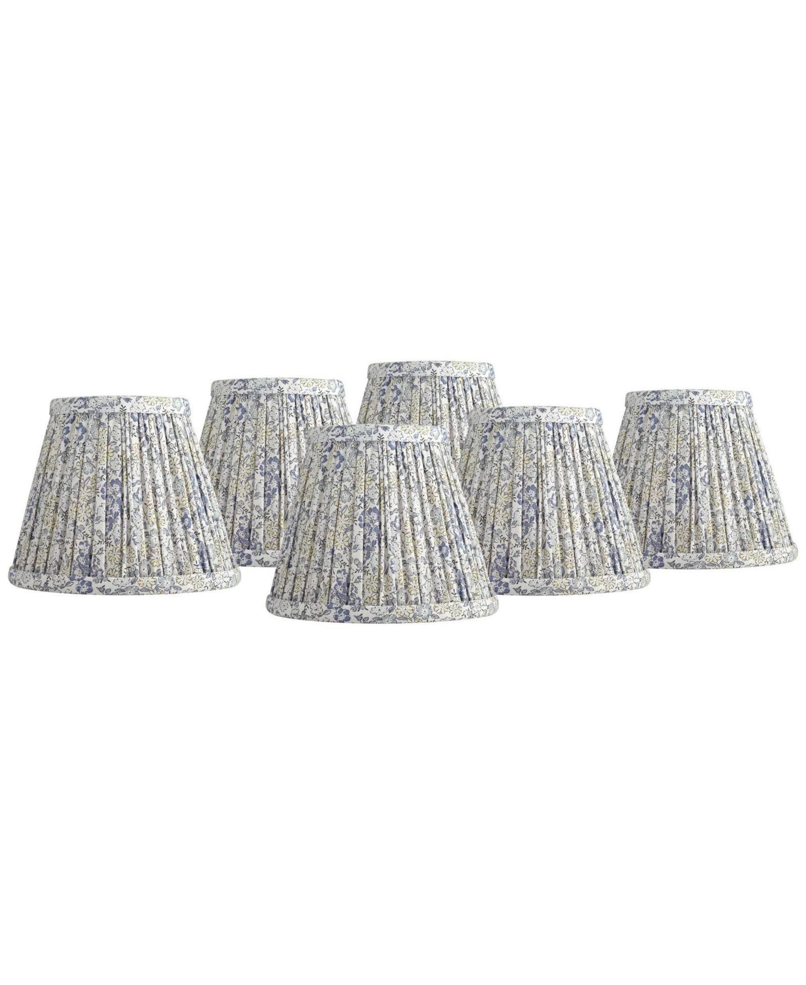 Springcrest Nelle 3 1/2" Top x 6" Bottom x 5" High x 5" Slant Print Lamp Shade Replacement Set of 6 Pleated Clip On Candelabra