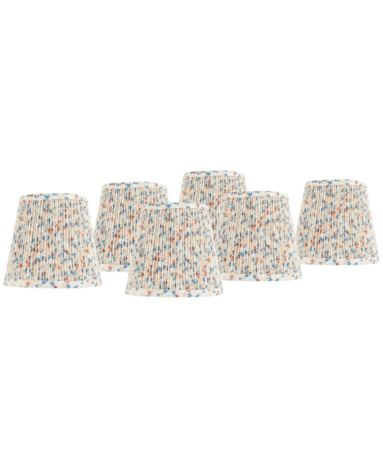 Springcrest 4" Top x 6" Bottom x 5 1/2" High x 5 1/2" Slant Print Lamp Shade Replacement Set of 6 Leaf Pleated Clip On