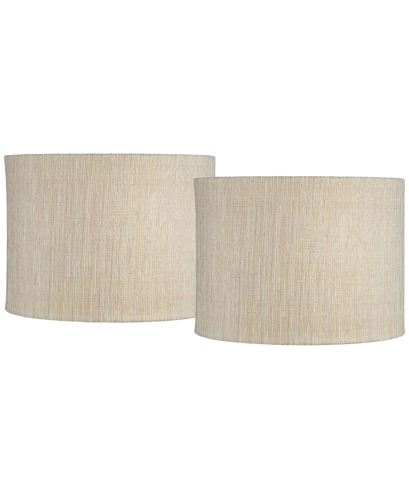 Springcrest Set of 2 Drum Lamp Shades Gold Silver Weave Medium Spider with Harp and Finial Fitting
