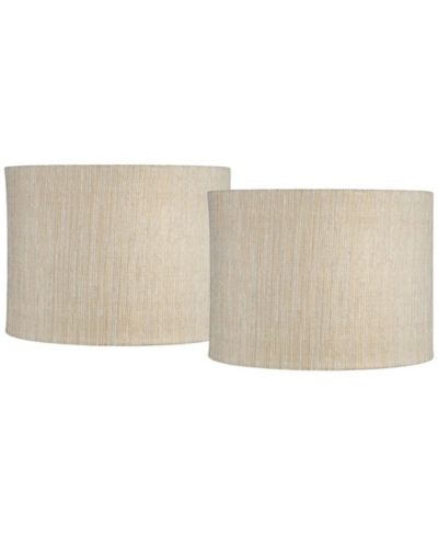 Springcrest Set of 2 Drum Lamp Shades Gold Silver Weave Medium Spider with Harp and Finial Fitting