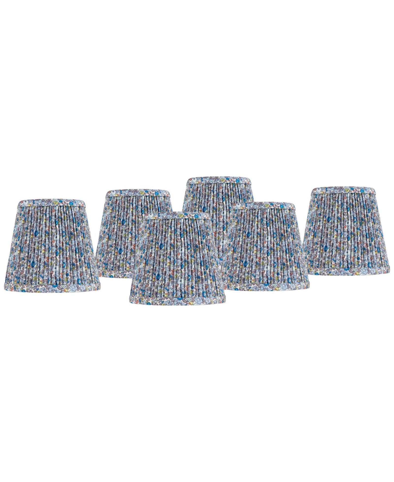 Springcrest 4" Top x 6" Bottom x 5 1/2" High x 5 1/2" Slant Print Lamp Shade Replacement Set of 6 Shirred Pleated Clip On