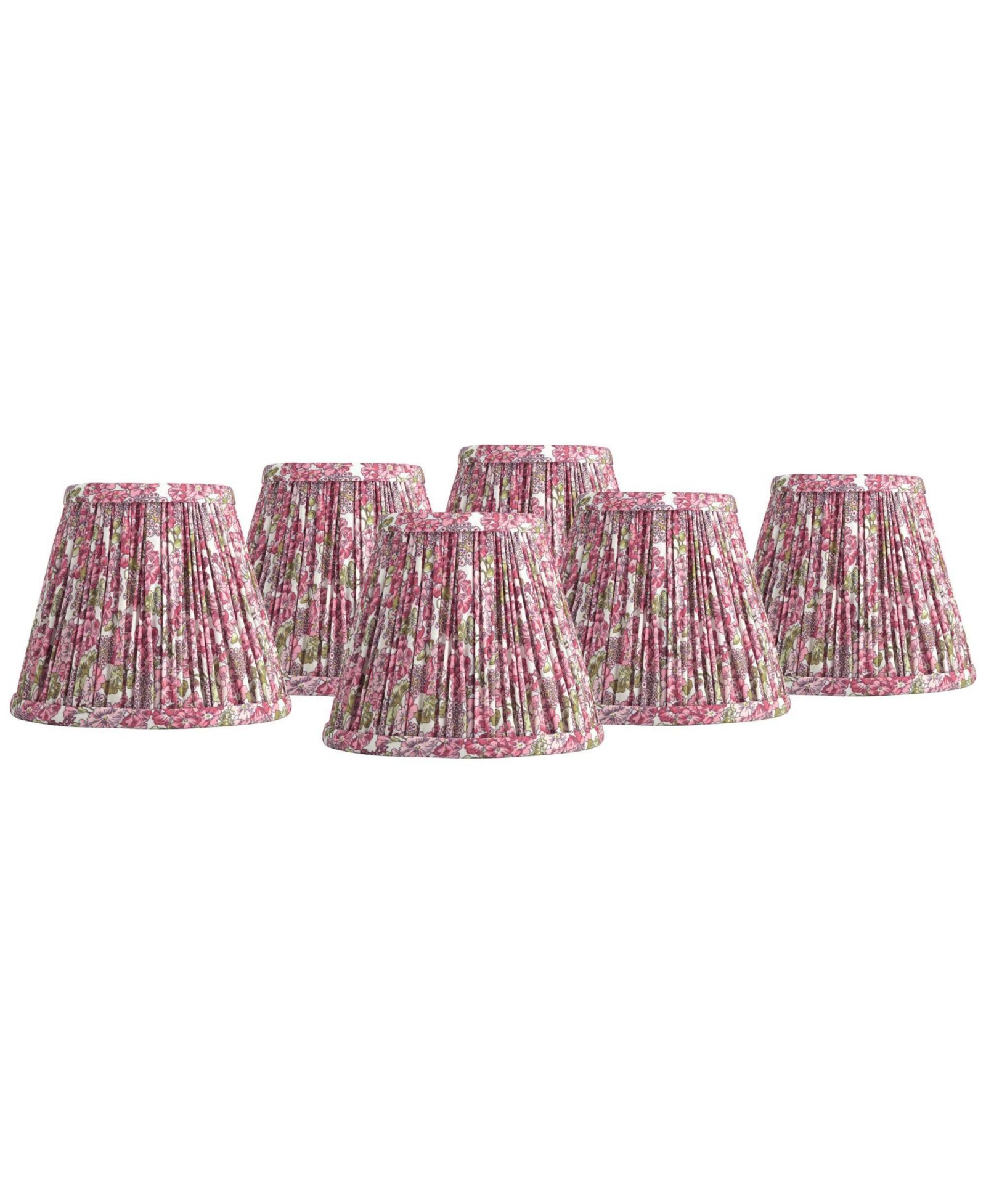 Абажур Springcrest Nelle 3 1/2" Top x 6" Bottom x 5" High x 5" Slant Print Set of 6 Pleated Clip On Candelabra
