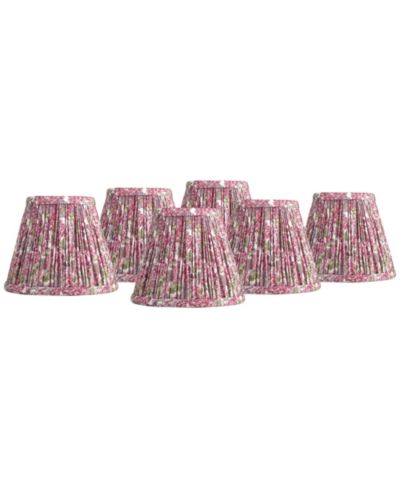 Абажур Springcrest Nelle 3 1/2" Top x 6" Bottom x 5" High x 5" Slant Print Set of 6 Pleated Clip On Candelabra