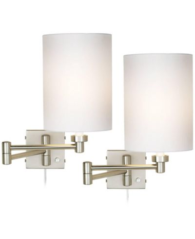 Possini Euro Design Набор настенных ламп Modern Swing Arm, 2 шт, Brushed Nickel