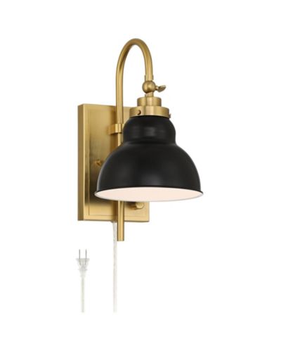 Настенный светильник Possini Euro Design Lilith 13 1/2" Antique Brass Plug-In