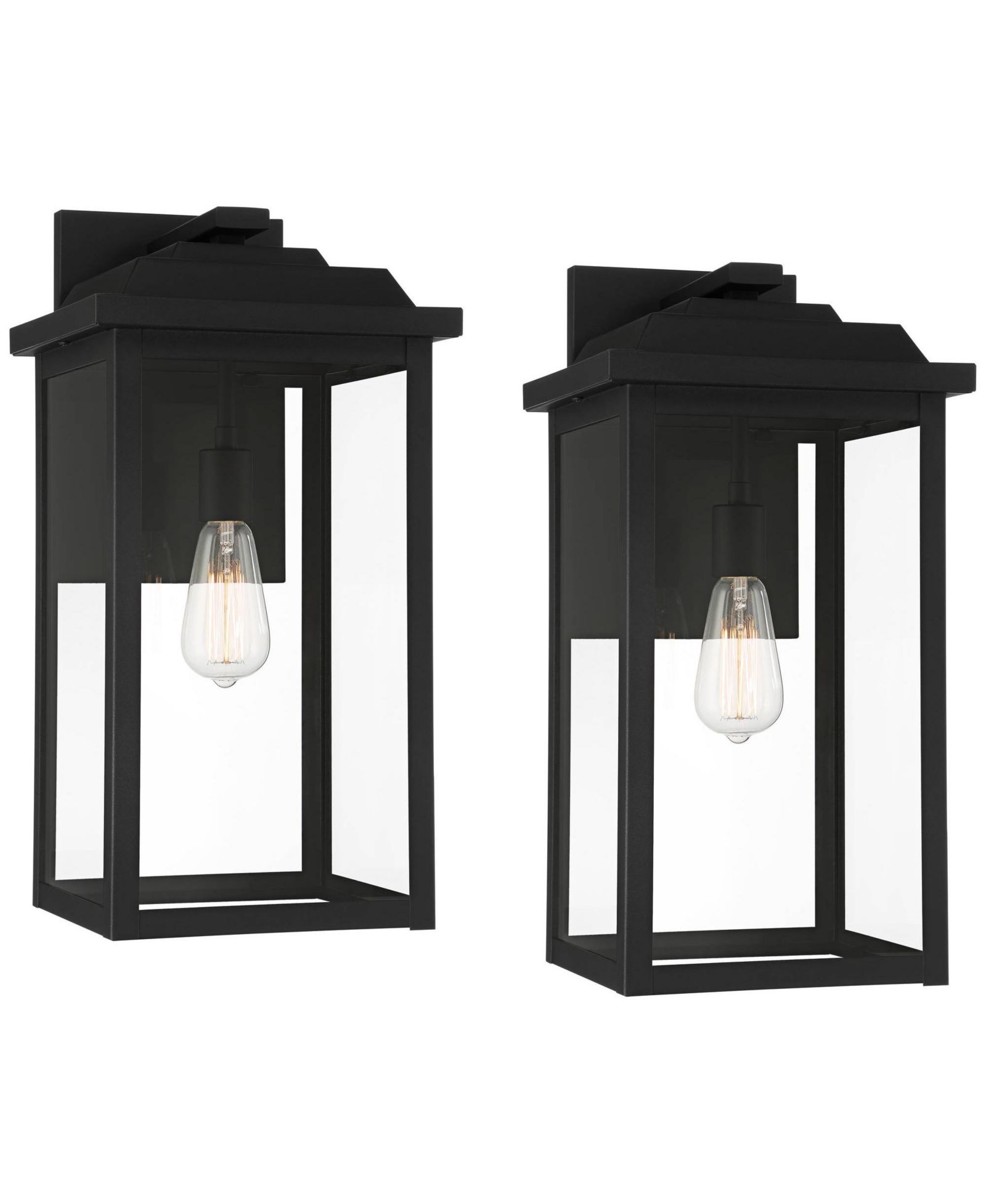 John Timberland Eastcrest Modern Outdoor Wall Light Fixtures Set of 2 Textured Metal 20 1/2" Clear Glass for Post Exterior Barn Deck