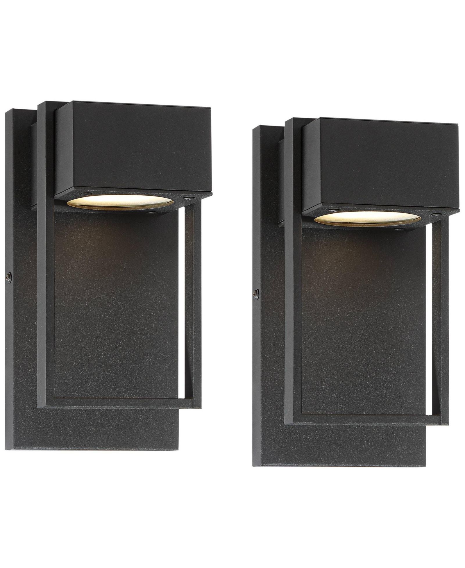 Possini Euro Design Pavel Modern Outdoor Wall Light Fixtures Set of 2 Metal LED Downlight 9 1/2" for Post Exterior Barn