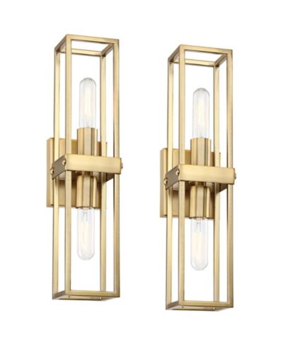 Комплект из 2 современных настенных светильников Possini Euro Design Fabian в теплой латуни