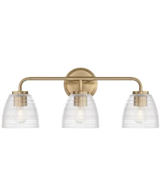 Possini Euro Design Sabrina настенный светильник для ванной 22" Satin Brass and Glass 3-Light